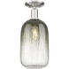 Brookhaven Cloche 1 Light 7 inch Brushed Satin Nickel Semi-Flush Mount Ceiling Light in Slate Glass
