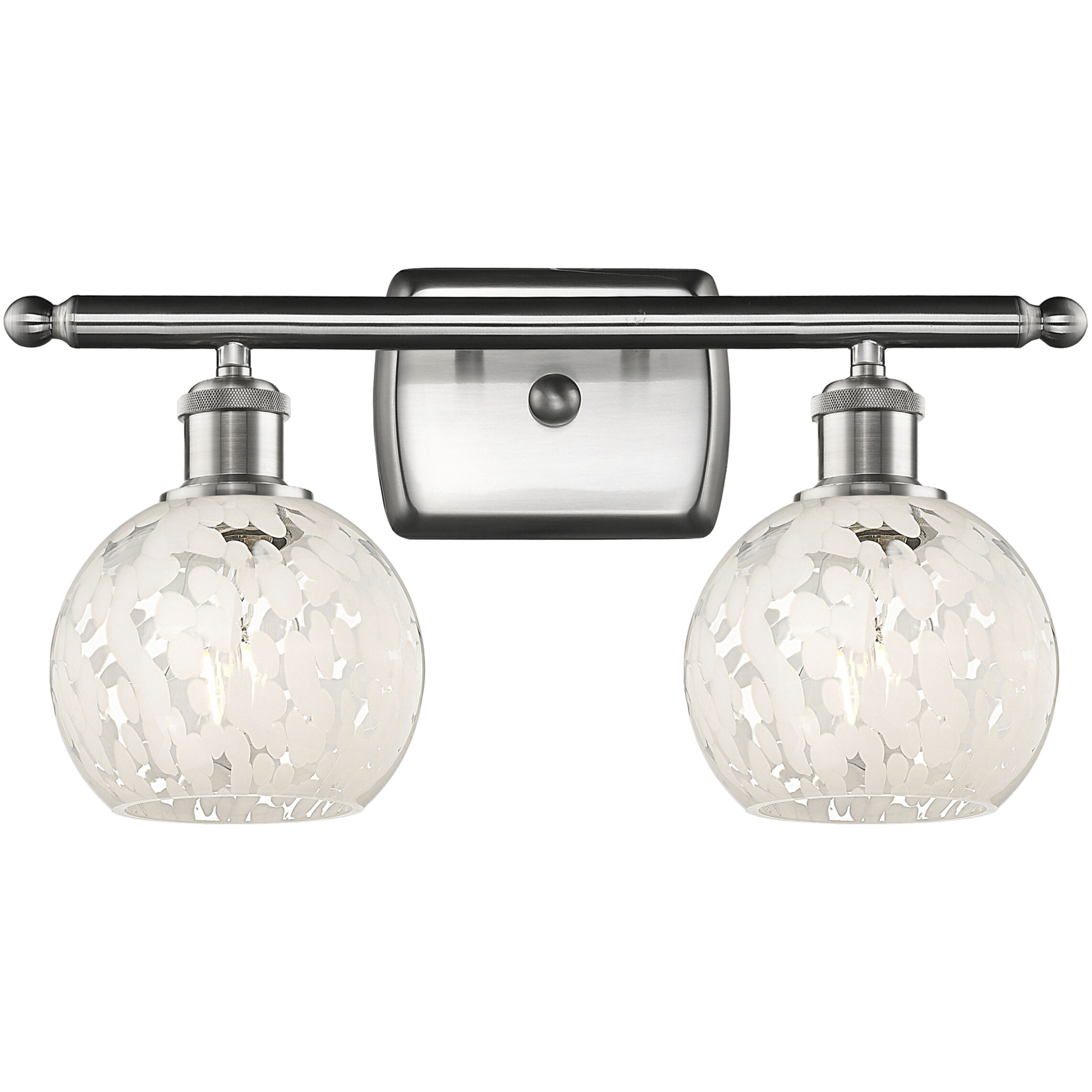Ballston White Mouchette 2 Light 16 inch Brushed Satin Nickel Bath Vanity Light Wall Light