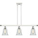 Ballston Hanover 3 Light 36 inch White and Polished Chrome Island Light Ceiling Light in Fishnet Glass, Ballston