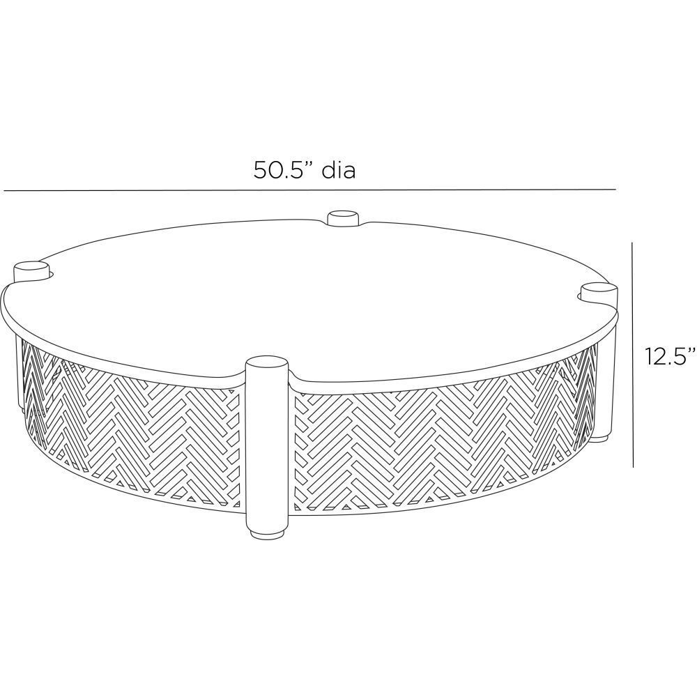 Emoto 50.5 inch White and Aged Bronze with Willow Outdoor Coffee Table