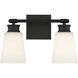 Contemporary 2 Light 14 inch Matte Black Bathroom Vanity Light Wall Light