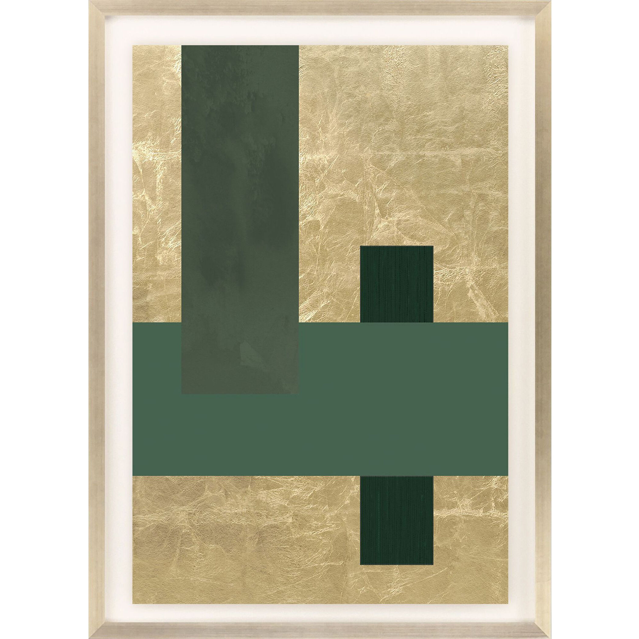 Gold Colorblock Green and Metallic Framed Art, The Studio