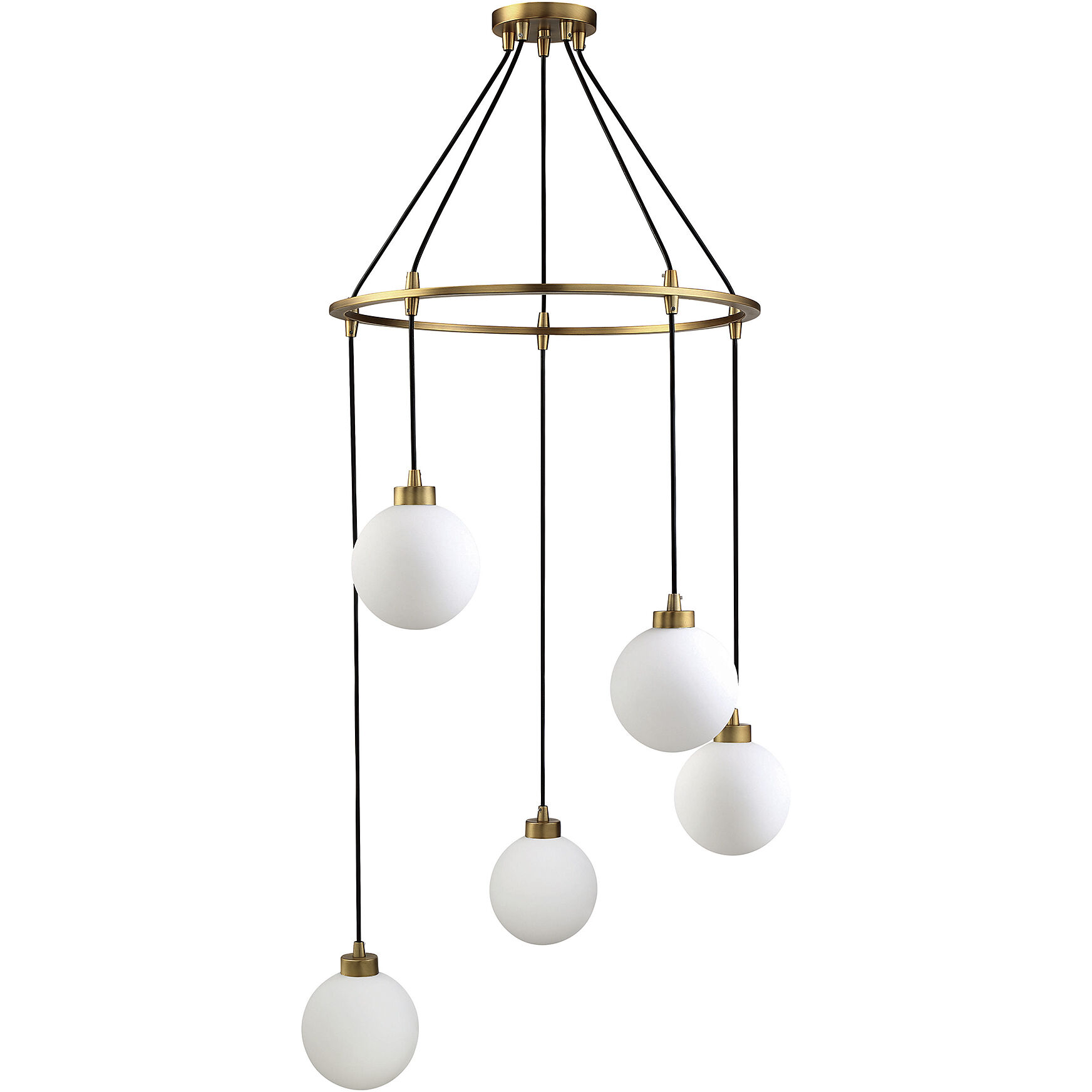 Mid-Century 5 Light 26 inch Natural Brass Pendant Ceiling Light