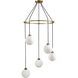 Mid-Century 5 Light 26 inch Natural Brass Pendant Ceiling Light