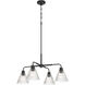 Pleated 4 Light 30 inch Flat Black Chandelier Ceiling Light