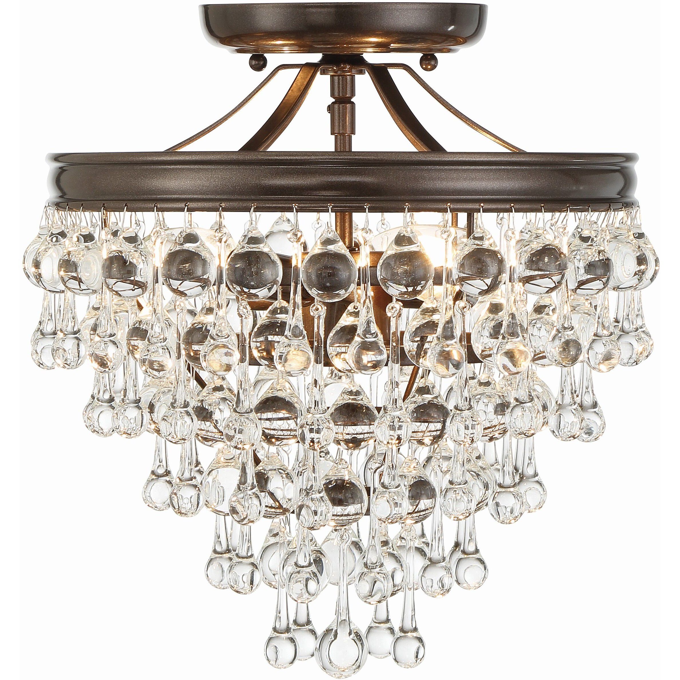 Calypso 3 Light 13 inch Vibrant Bronze Semi Flush Ceiling Light