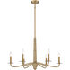 Cannon 6 Light 32 inch Warm Brass and Rope Chandelier Ceiling Light