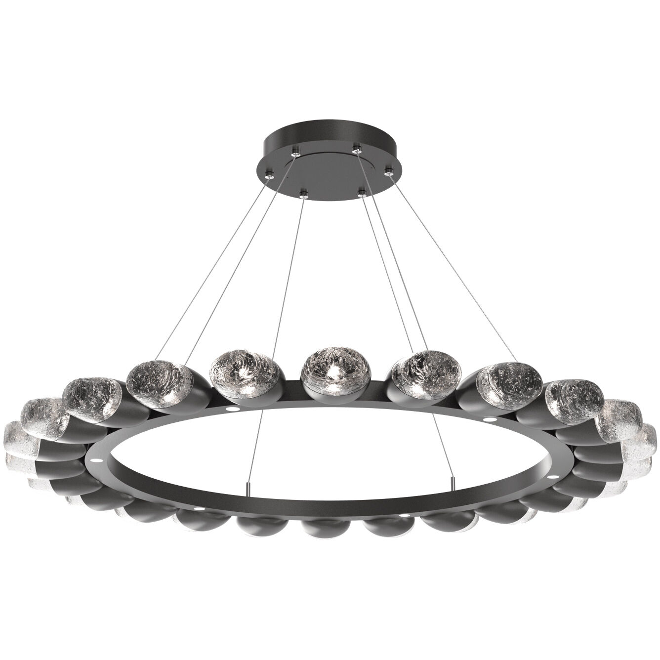 Pebble LED Graphite Chandelier Ceiling Light, Ring