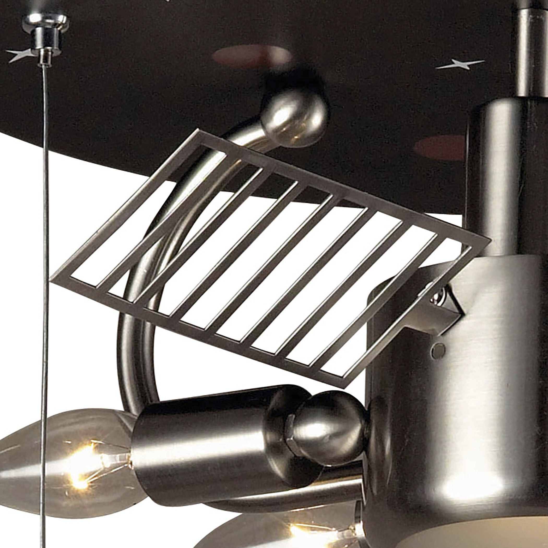 Novelty 2 Light 16 inch Satin Nickel with Black Flush Mount Ceiling Light