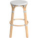 Tobias Round Rattan 30" Bar Stool in White and Gray Dot