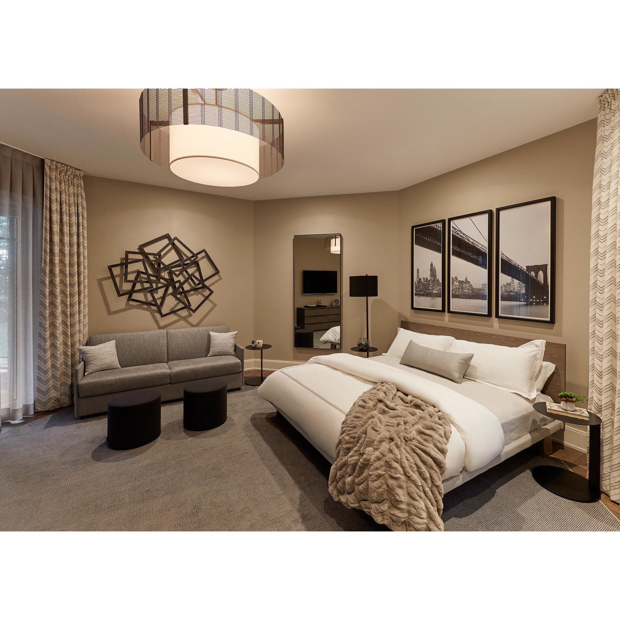 Downtown Mesh 1 Light Graphite Chandelier Ceiling Light, Drum