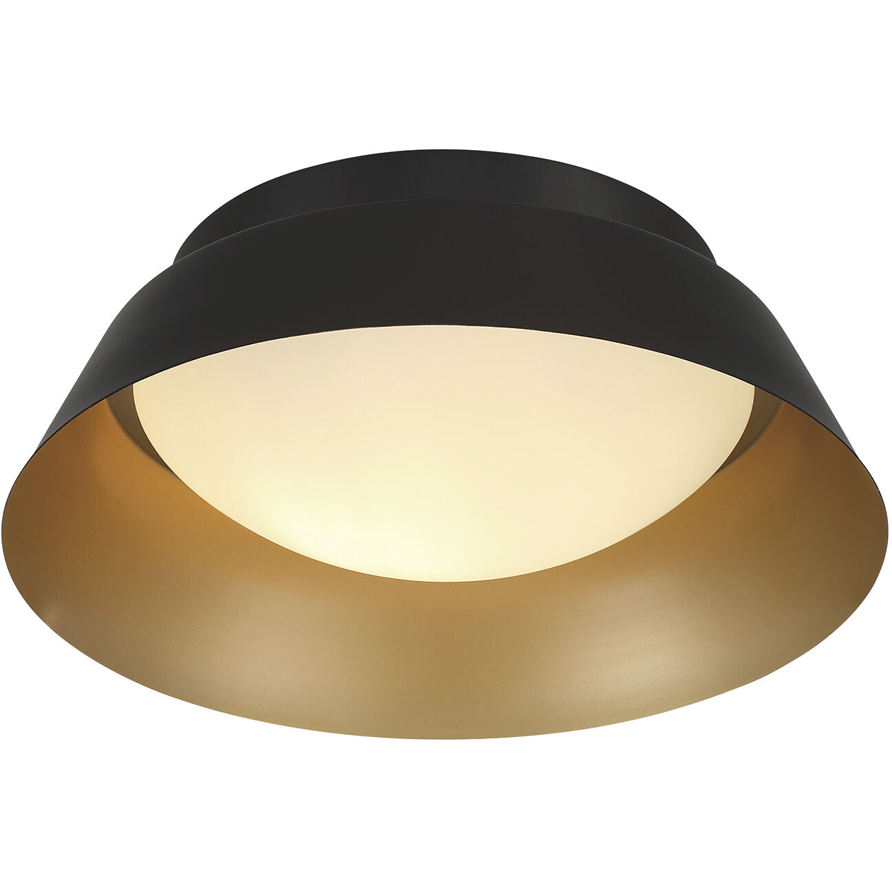Donoven 2 Light 15 inch Matte Black and Gold Flush Ceiling Light