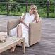 Sunset Oatmeal Wicker and Oyster White Fabric Outdoor Swivel Lounge Chair