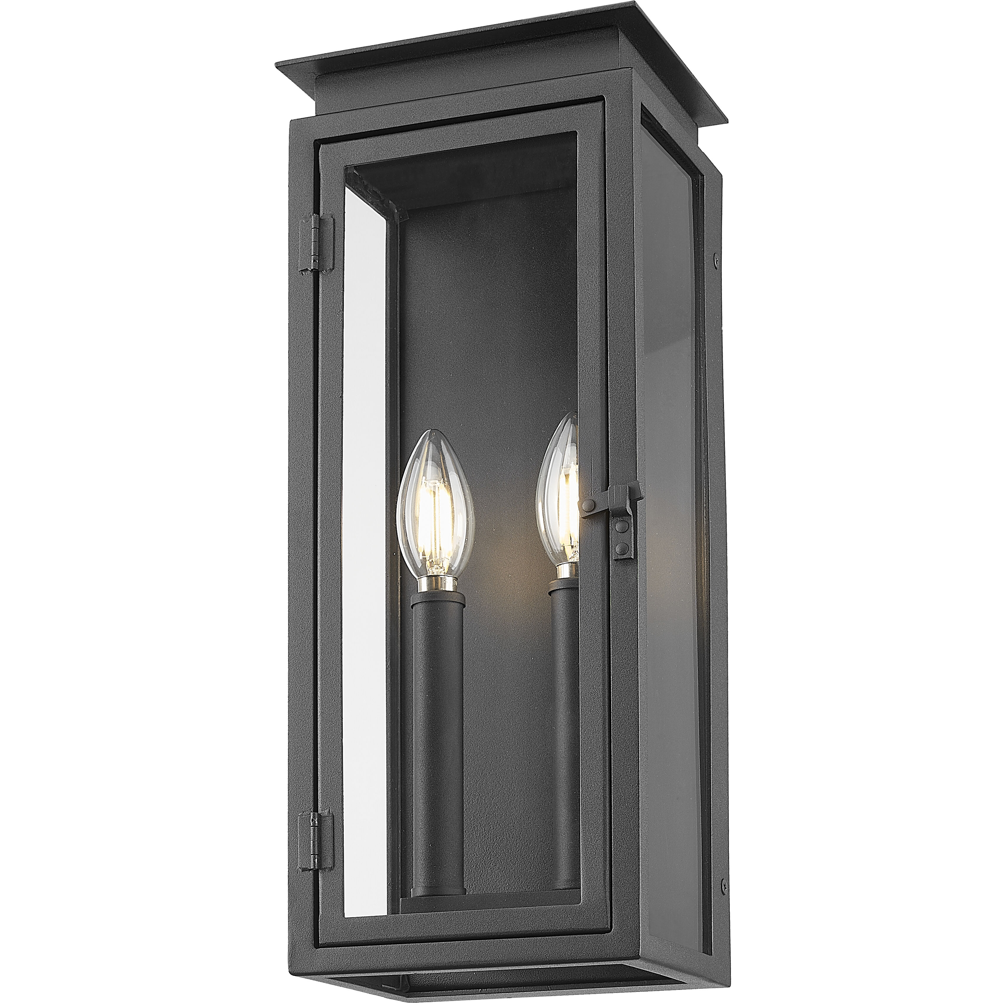 Nova 2 Light 16.5 inch Black Outdoor Wall Light in Clear Glass