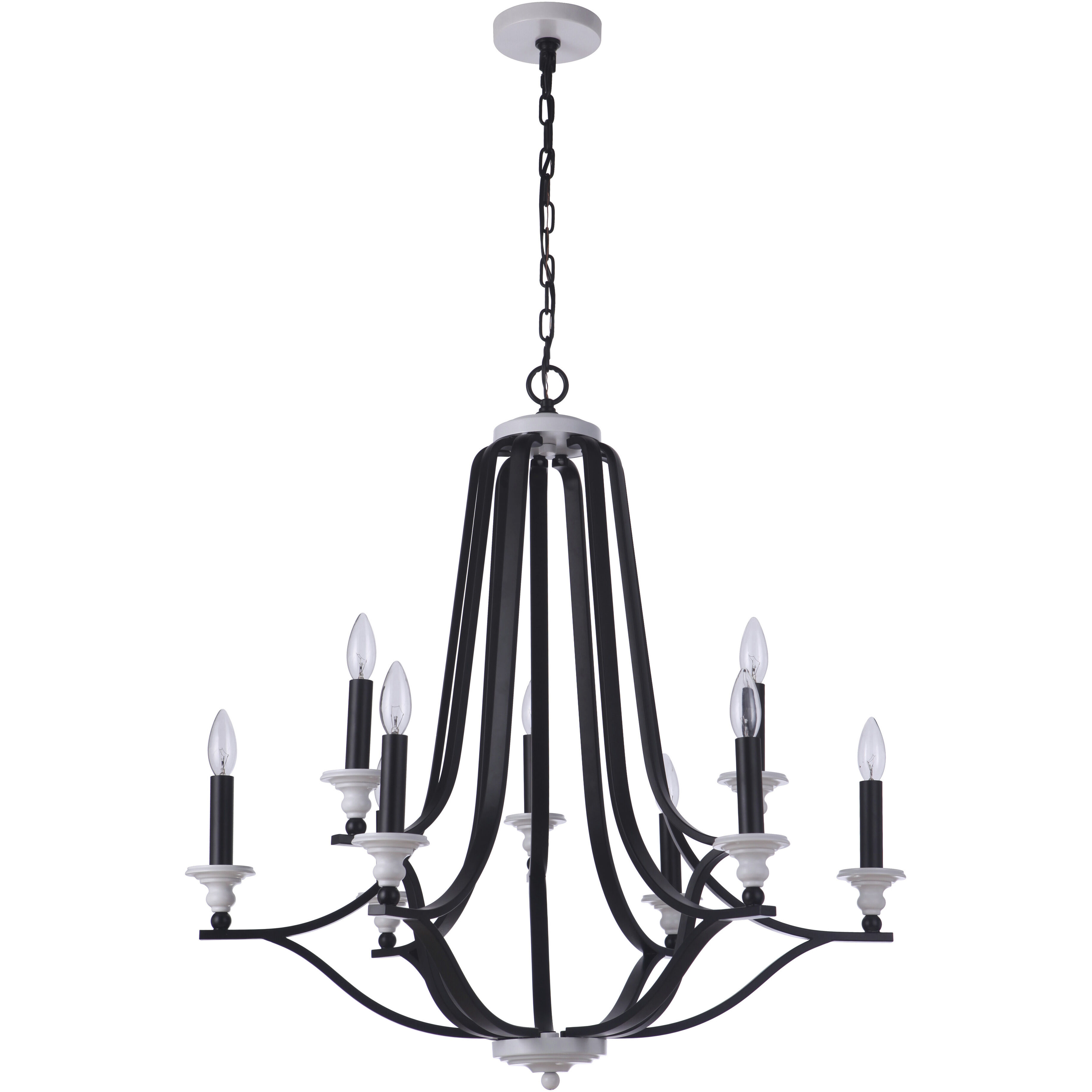 Esme 9 Light 30.75 inch Flat Black/Matte White Chandelier Ceiling Light