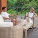 Sunset Oatmeal Wicker and Oyster White Fabric Outdoor Swivel Lounge Chair