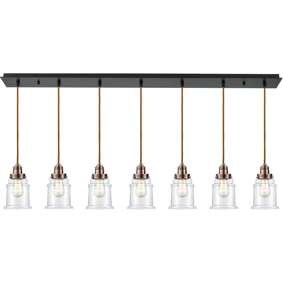 Winchester Canton 7 Light 48 inch Matte Black Linear Pendant Ceiling Light, Winchester