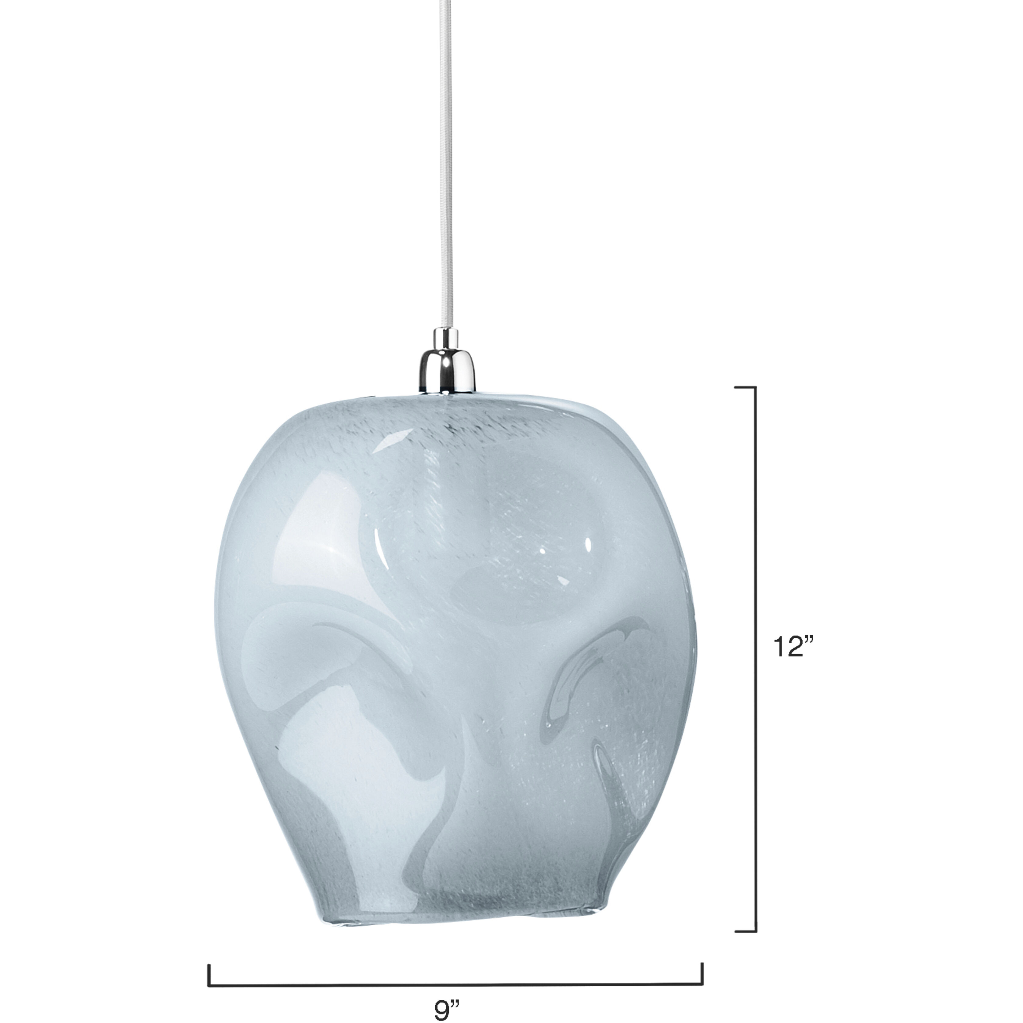 Dimpled Glass 1 Light 9 inch Cornflower Blue Glass w/ Silver Hardware Pendant Ceiling Light
