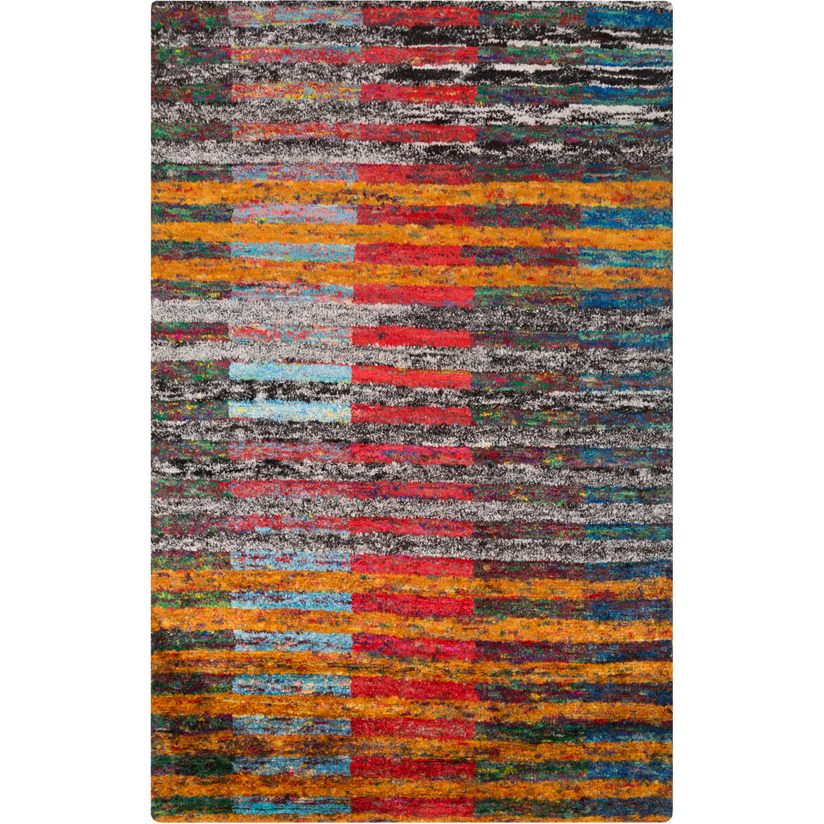 Chocho 36 X 24 inch Black and Red Area Rug, Cotton