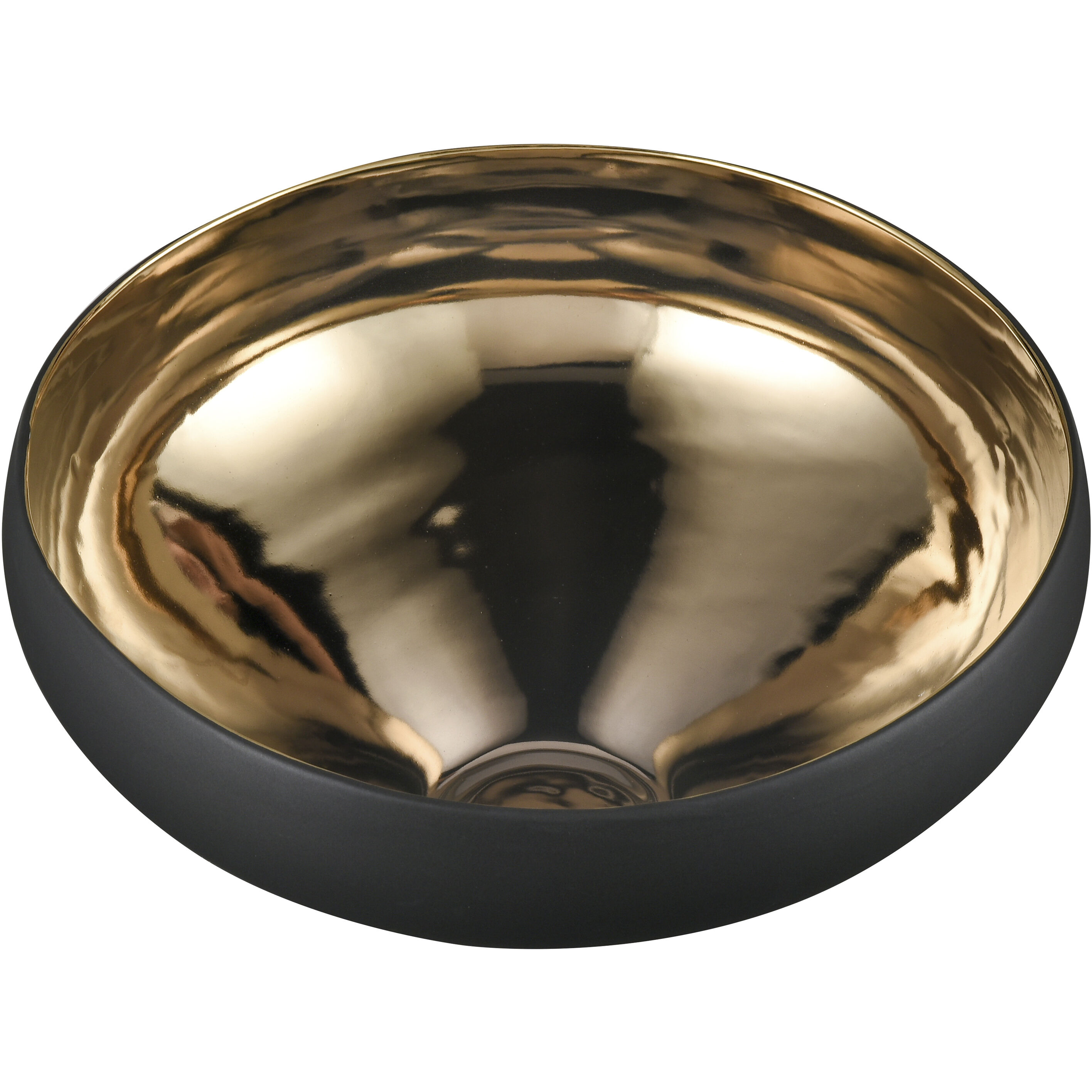 Greer 12 X 6.5 inch Bowl in Matte Black with Gold Glazed
