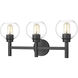 Sutton 3 Light 23.75 inch Matte Black Vanity Wall Light