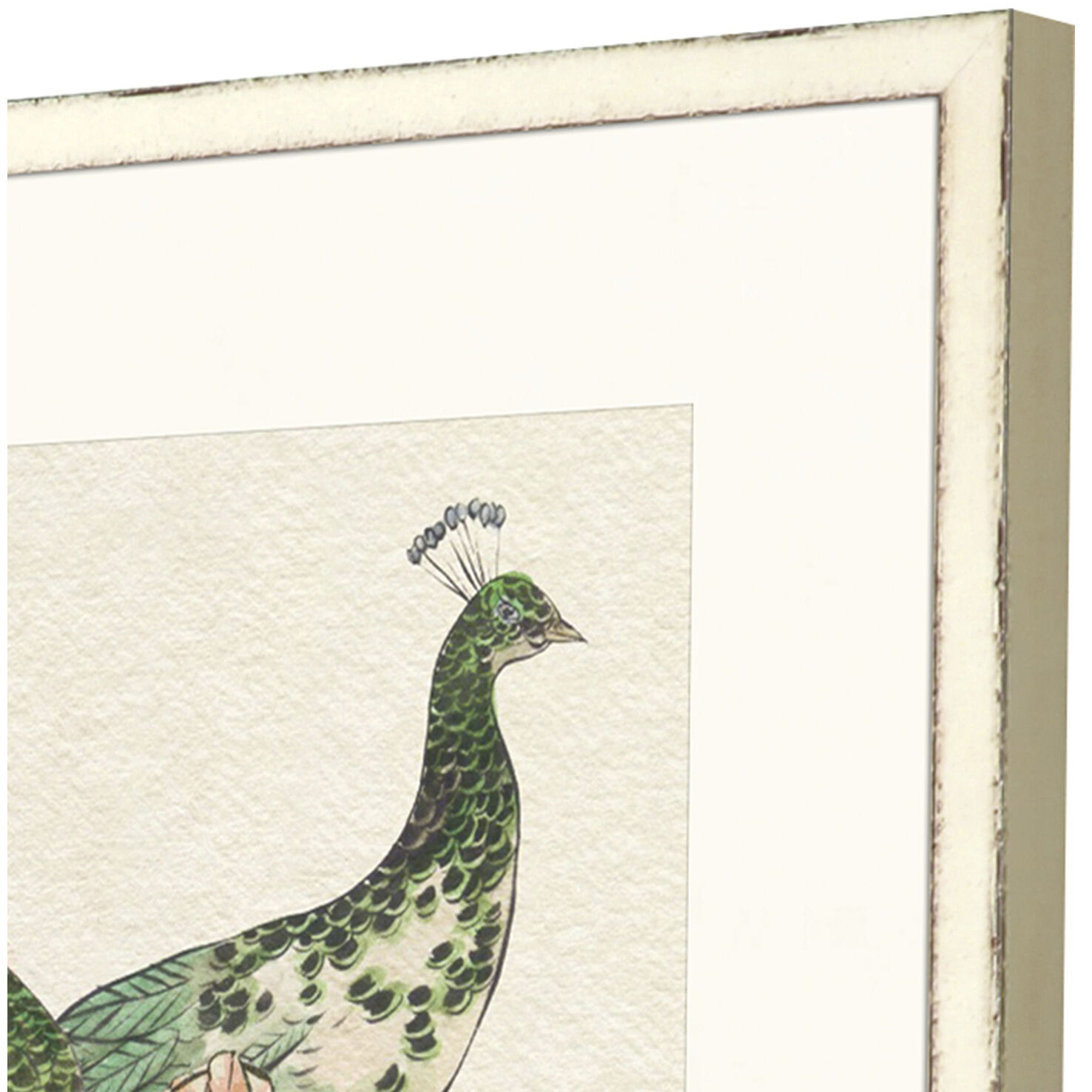 Emerald Peacock Green and Black and Pink and Yellow Framed Art