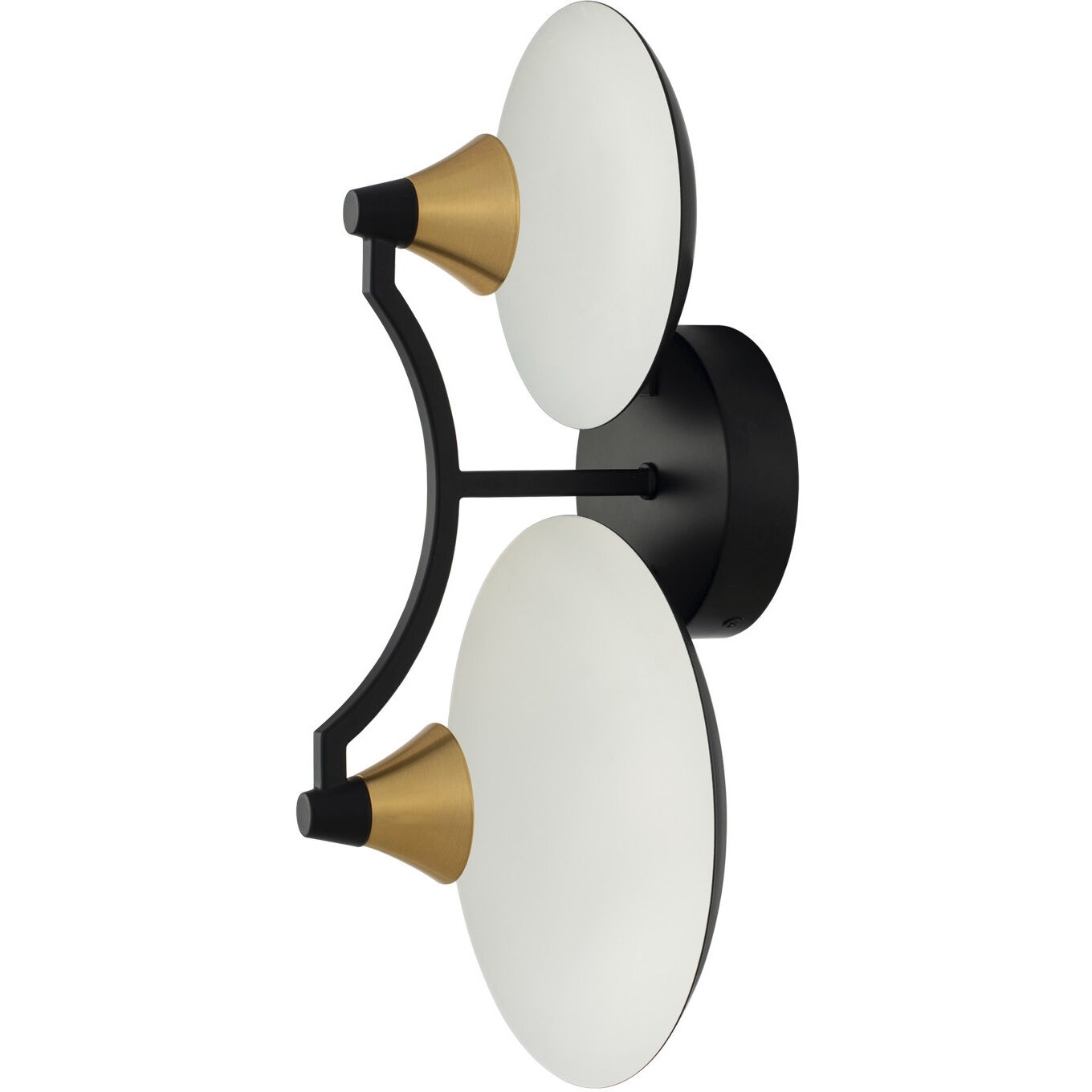 Redding Wall Sconce Wall Light in Matte Black With White And Brass Accent, Matte Black