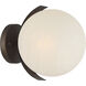 Vino Wall Sconce Wall Light in Dark Bronze, White Etched Alabaster Glass