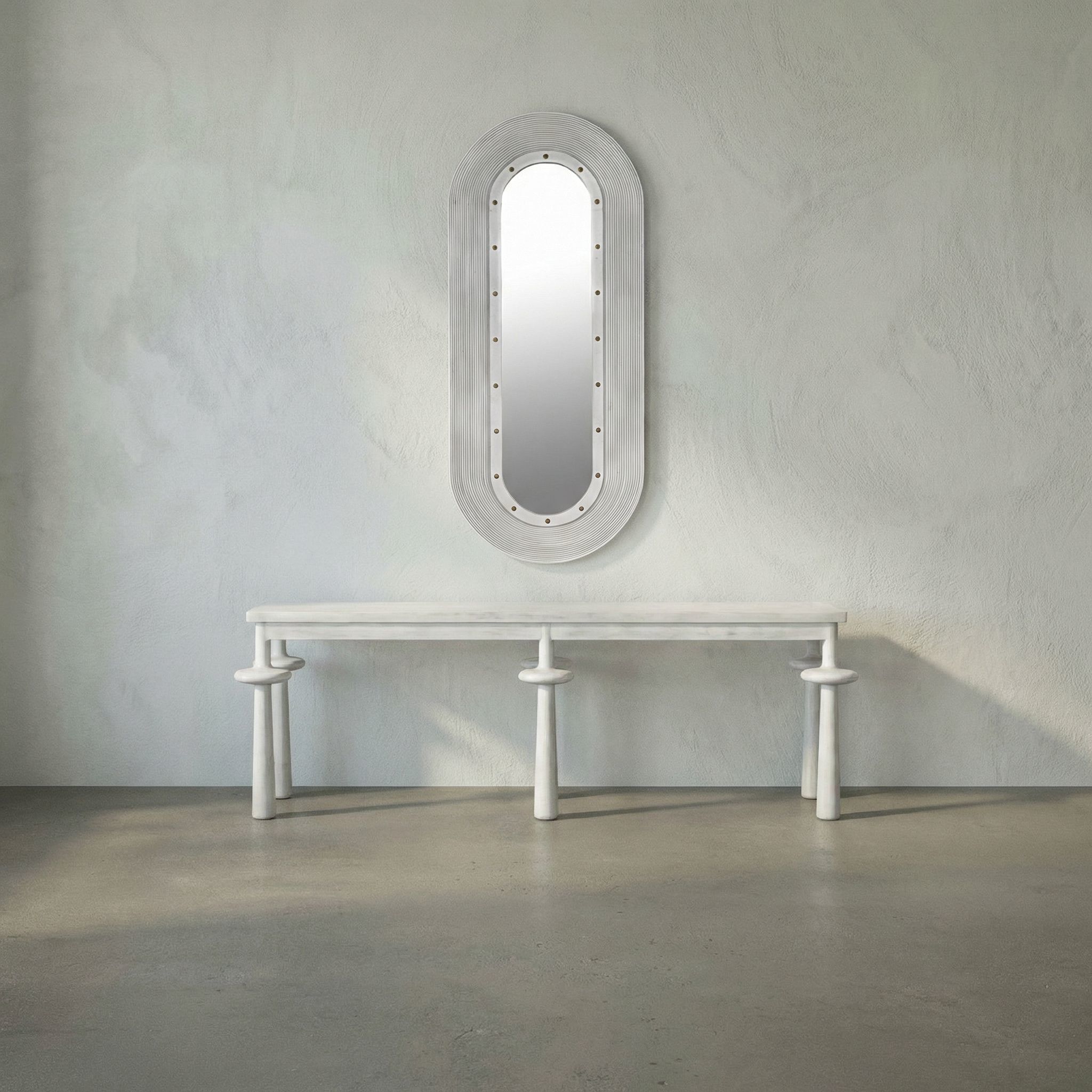 Luna 58 X 25 inch White Wash Mirror