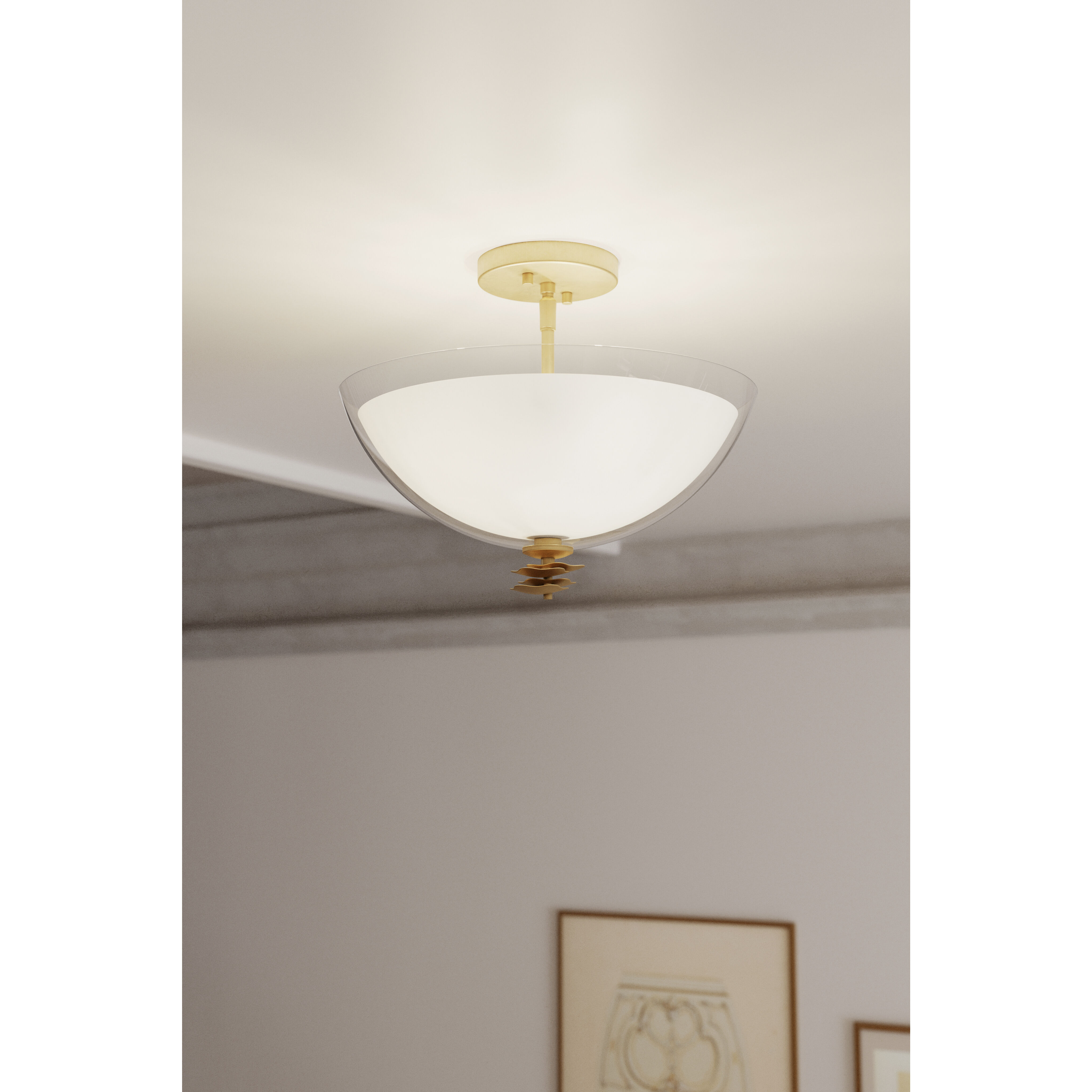 Elowen 3 Light 15 inch Legacy Brass Semi-Flush Mount Ceiling Light