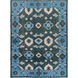 Pazar 36 X 24 inch Dark Green, Sky Blue, Light Gray, Black Rug