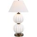 Irena 38.5 inch 150 watt Glossy White Glaze and Antiqued Brass Table Lamp Portable Light