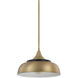 Max 1 Light 14.5 inch Brass and Onyx Pendant Ceiling Light