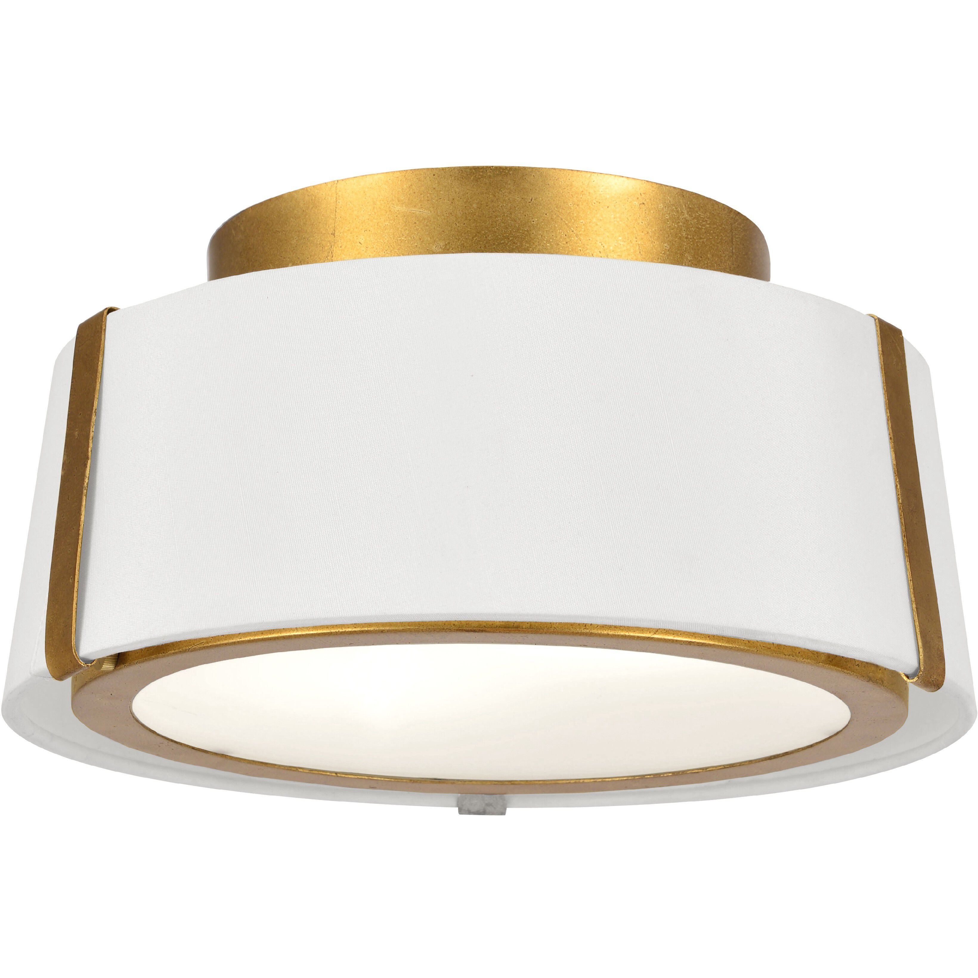 Fulton 2 Light 12 inch Antique Gold Semi Flush Ceiling Light