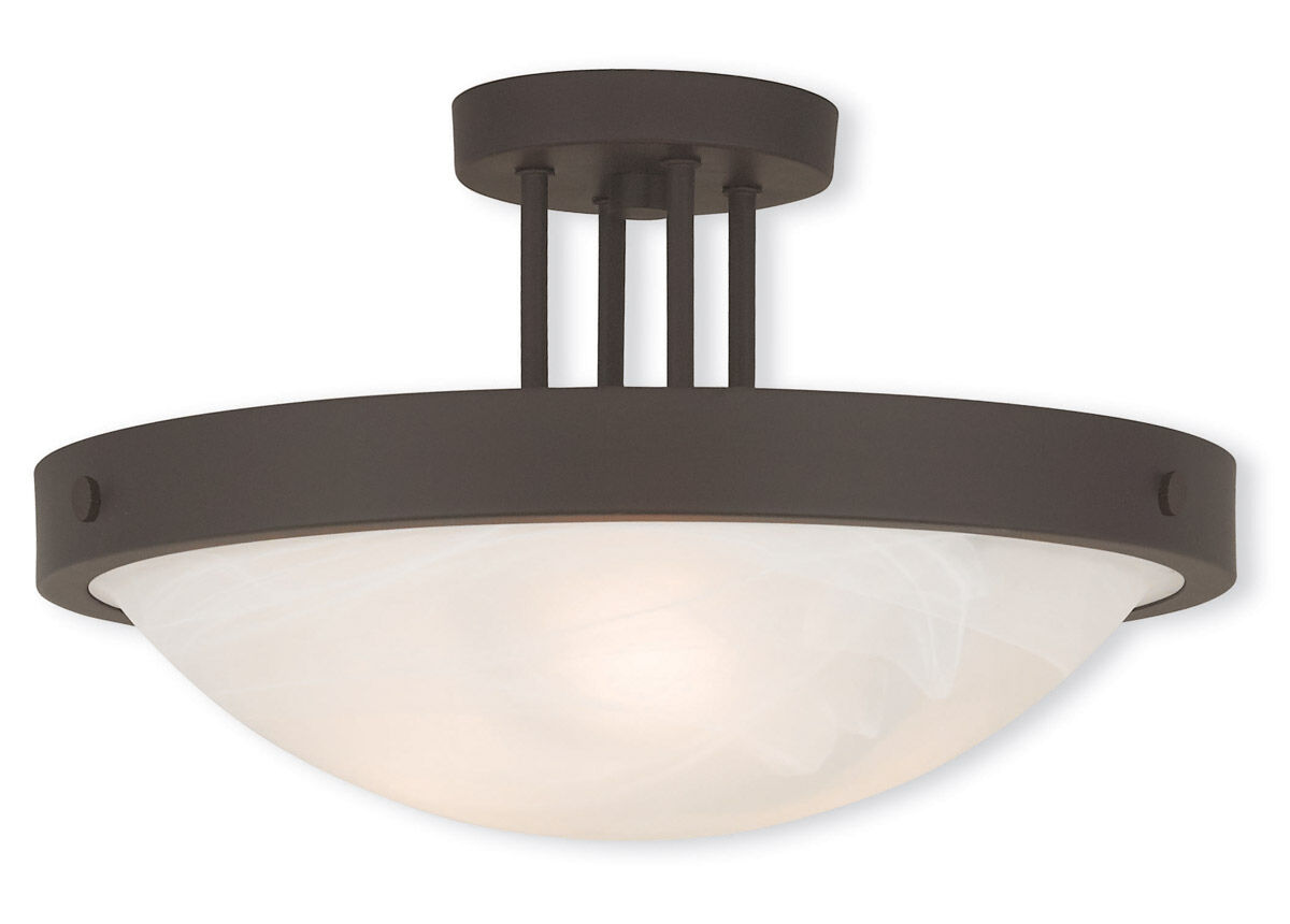 New Brighton 3 Light 17 inch Bronze Semi-Flush Mount Ceiling Light
