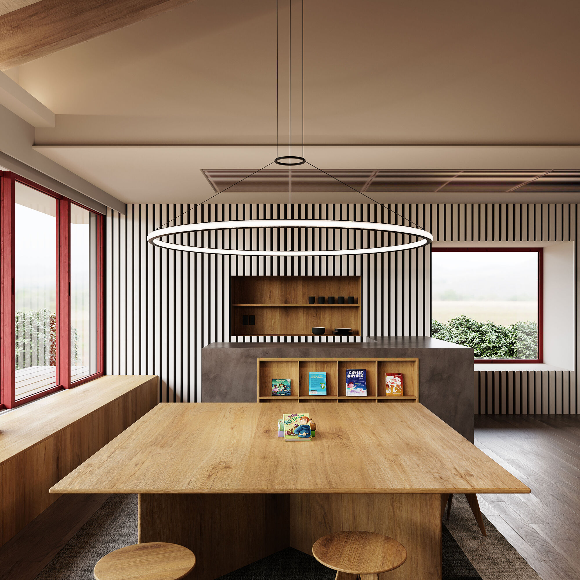 Luna LED 62 inch Satin Black Pendant Ceiling Light