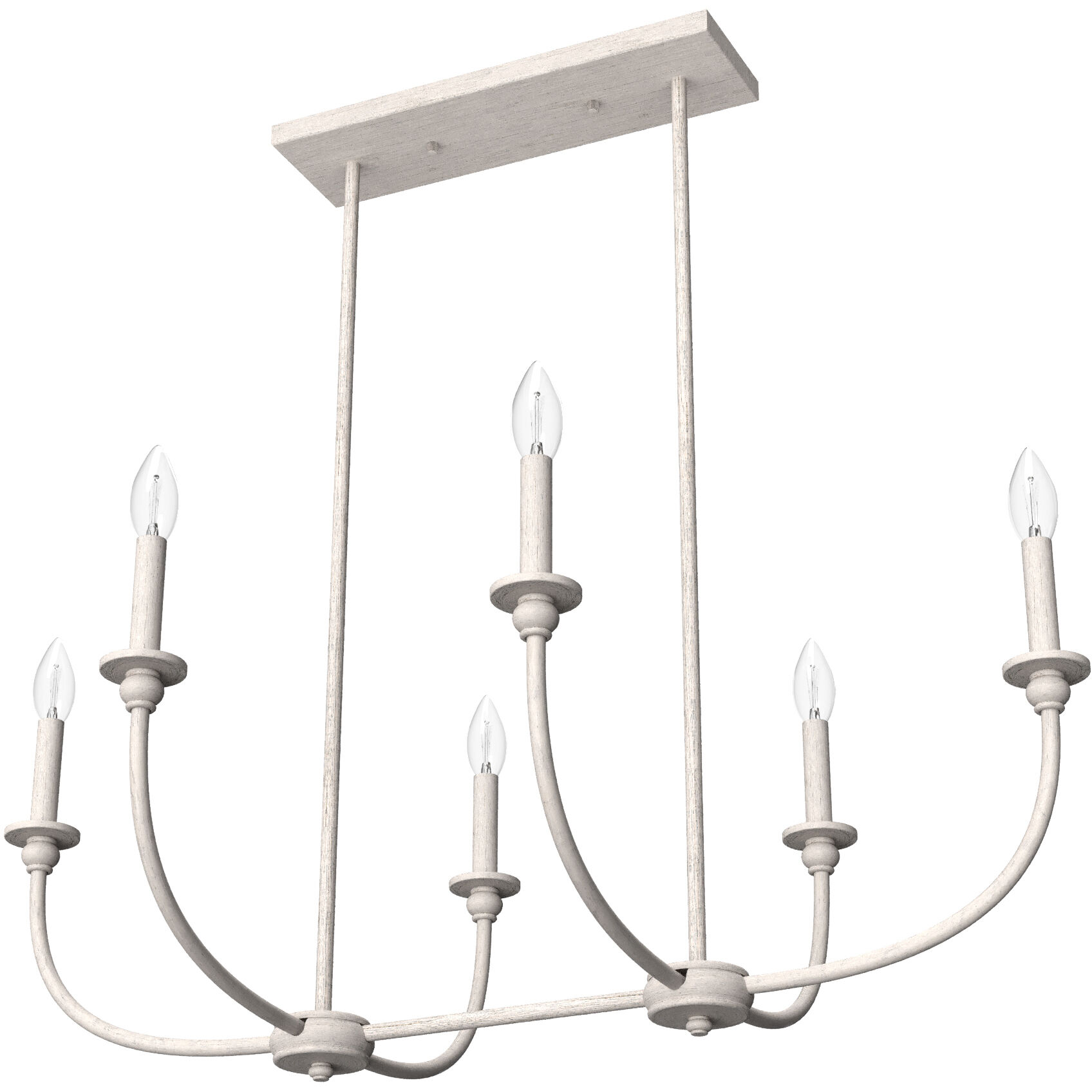 Southcrest 6 Light 36 inch Distressed White Linear Chandelier Ceiling Light