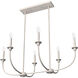 Southcrest 6 Light 36 inch Distressed White Linear Chandelier Ceiling Light