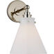 Visual Comfort Signature Collection Chapman & Myers Parkington LED 7.25 inch Polished Nickel Single Bath Wall Light in White Glass, Small CHD2527PN-WG - Open Box