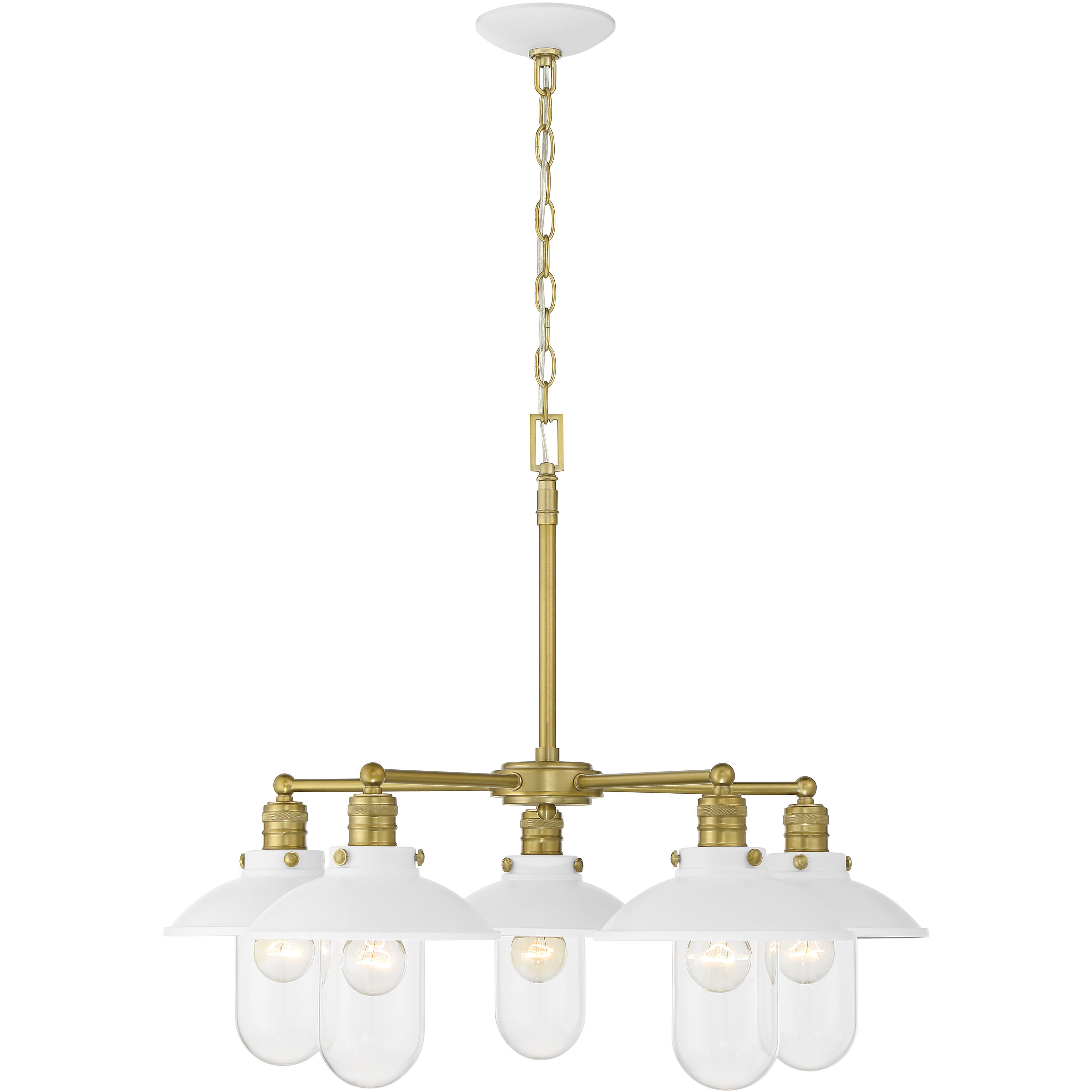 Downtown Edison 5 Light 23 inch White/Soft Brass Chandelier Ceiling Light