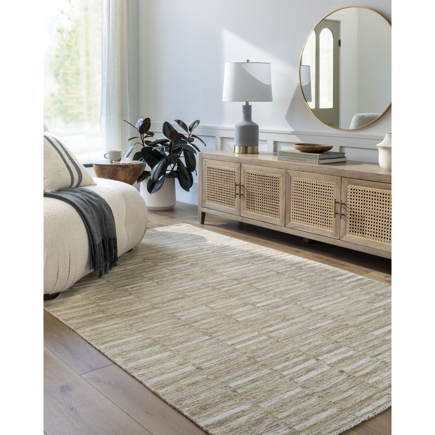 Marseille 120 X 96 inch Khaki/Sand/Ash Handmade Rug in 8 x 10