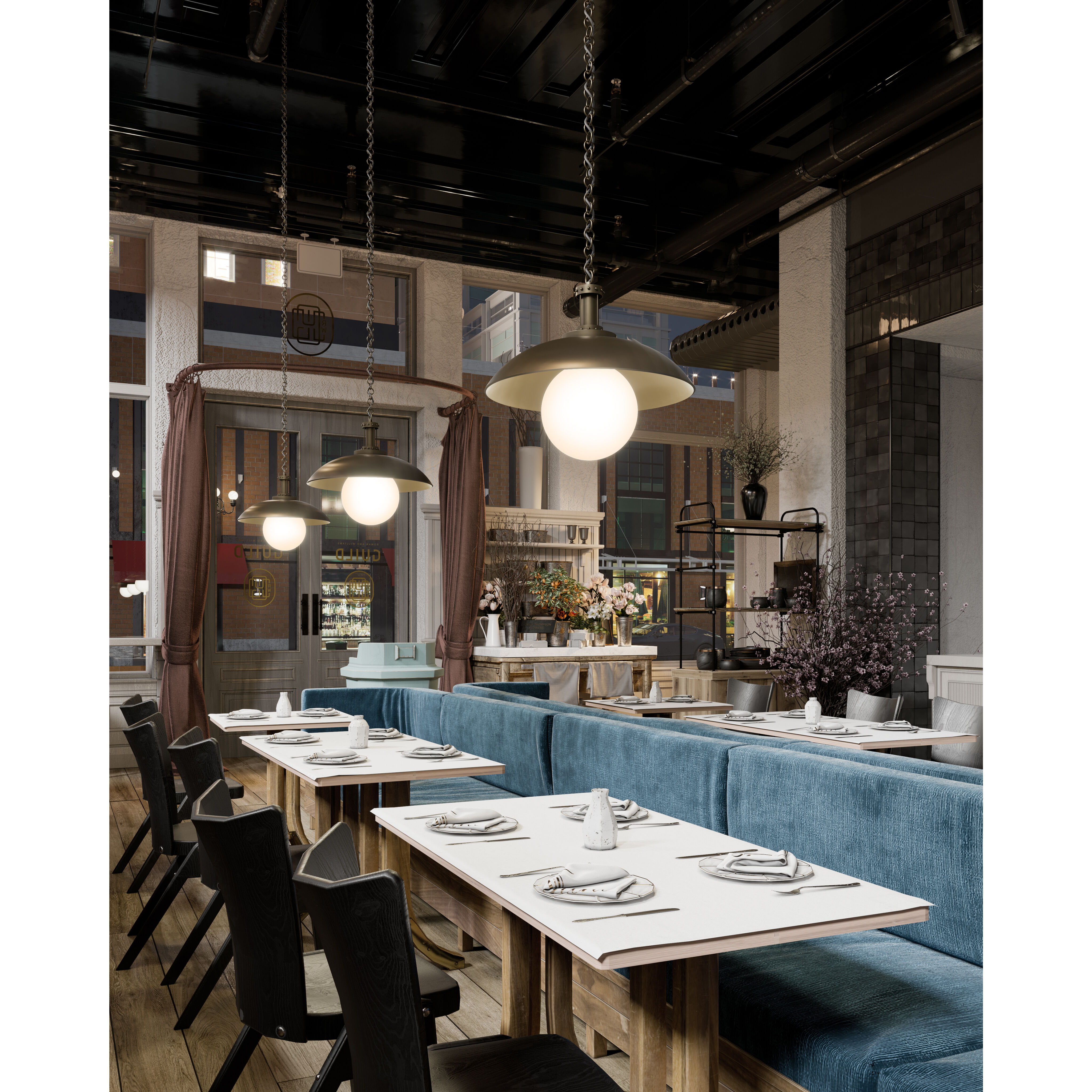 Oviatt 1 Light 20.13 inch Vintage Brass Pendant Ceiling Light