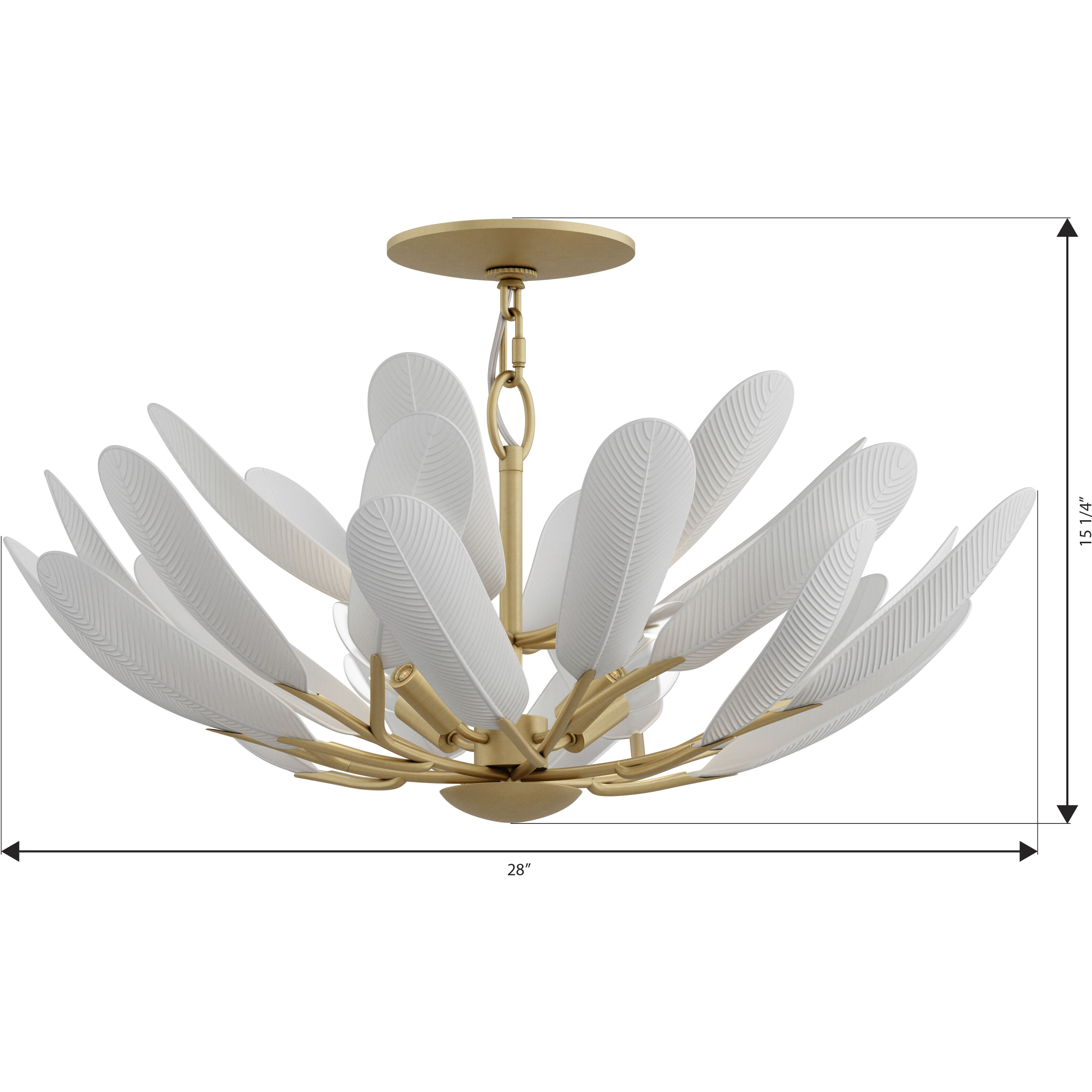 Vellinor 4 Light 28 inch Painted Legacy Brass Semi-Flush Mount Ceiling Light