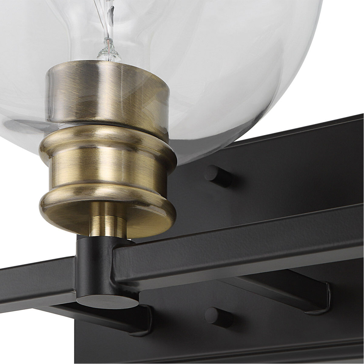 Kent 3 Light 25 inch Matte Black and Plated Antique Brass Vanity Light Wall Light