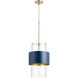 Fort Worth 1 Light 12 inch Blue and Aged Brass Pendant Ceiling Light in Aged Brass / Blue