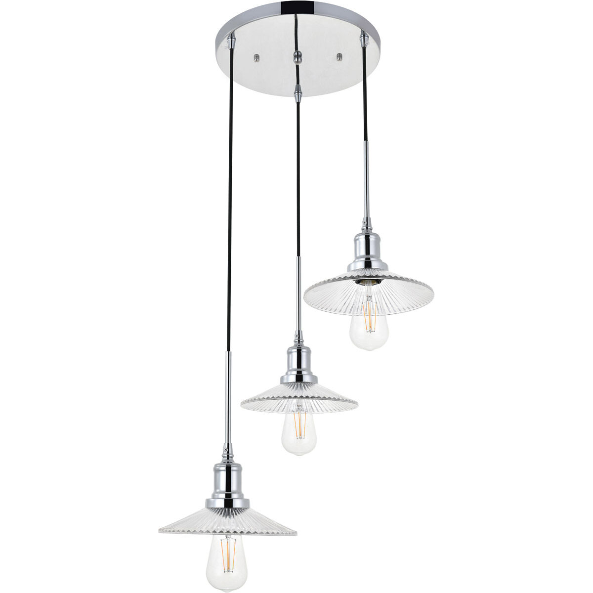 Waltz 3 Light 19 inch Chrome Pendant Ceiling Light