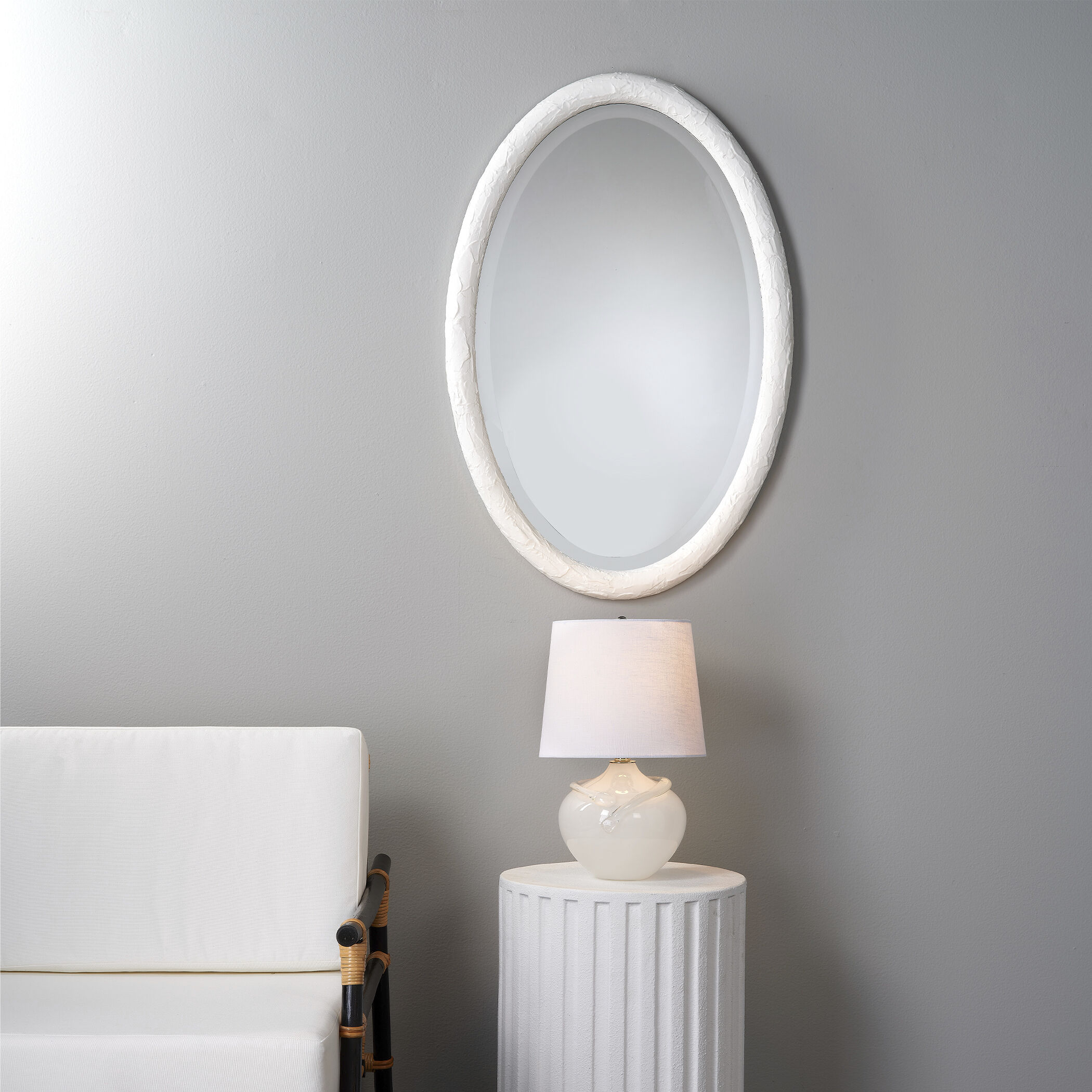 Ovation 36 X 24 inch Textured White Resin Wall Mirror