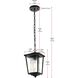 York 1 Light 6.5 inch Black Outdoor Pendant