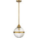 Modern 1 Light 10 inch Natural Brass Mini-Pendant Ceiling Light