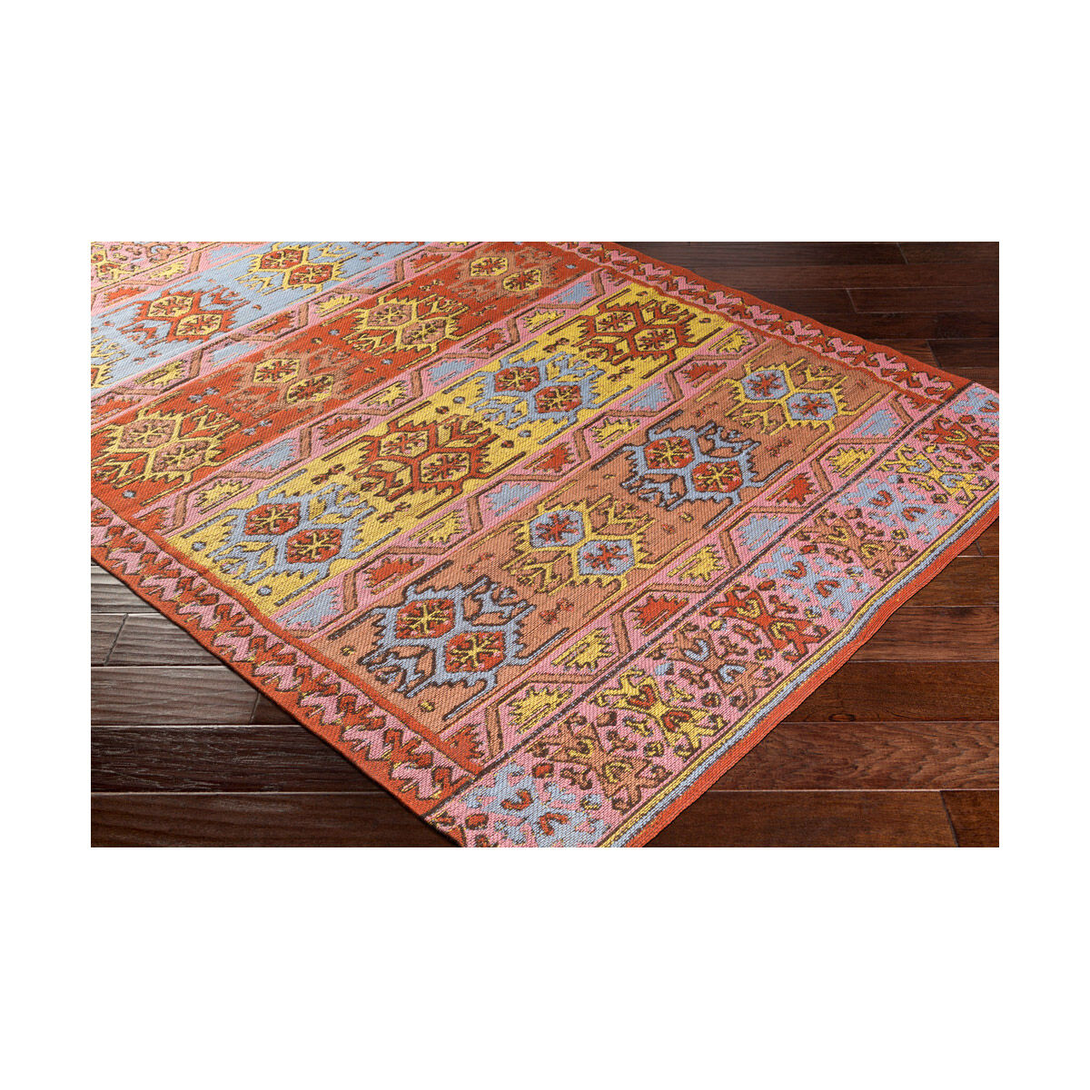 Sajal 96 X 30 inch Burnt Orange/Pale Pink/Bright Yellow/Camel/Denim Indoor Area Rug, Runner